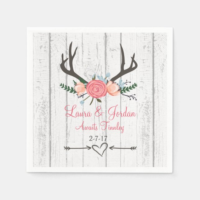 Serviette En Papier Serviettes de Baby shower Antler (Devant)