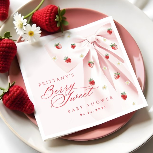 Serviette En Papier Serviettes de Baby shower de boule rose doux Berry (Créateur téléchargé)