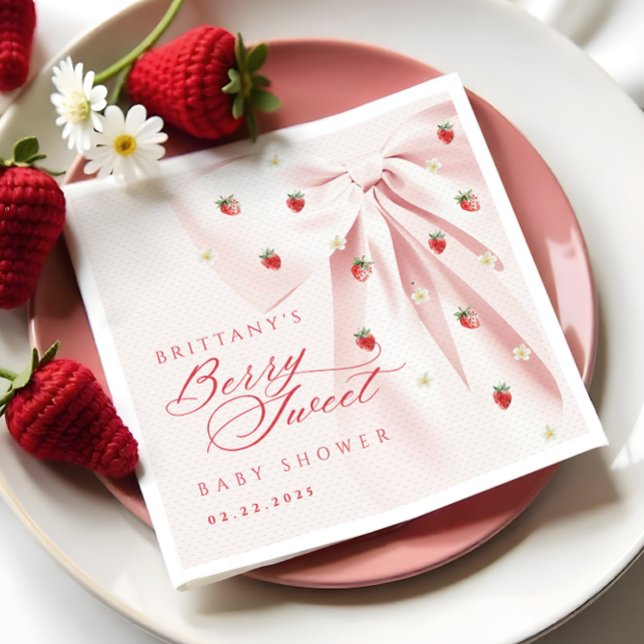Serviette En Papier Serviettes de Baby shower de boule rose doux Berry (Créateur téléchargé)