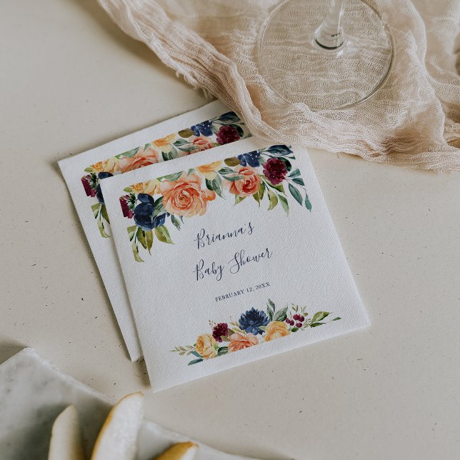 Serviette En Papier Serviettes de Baby shower Floral Élégantes (Créateur téléchargé)