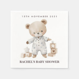 Serviette En Papier Serviettes de Baby shower Neutral Teddy Bear
