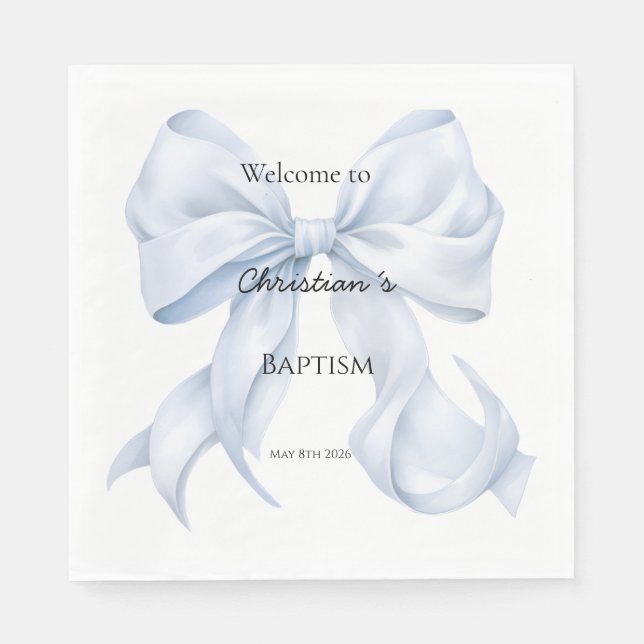 Serviette En Papier Serviettes de baptême à l'arc bleu (Devant)