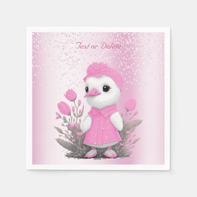 Serviette En Papier Serviettes de canard rose (Devant)