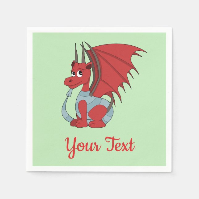 Serviette En Papier Serviettes de caricature Dragon Rouge (Devant)