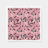 Serviettes de Carlins mignons