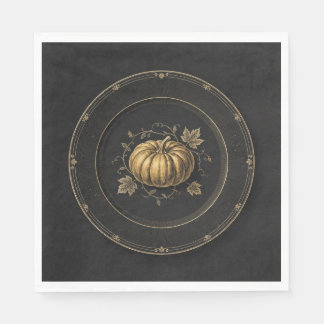 Serviette En Papier Serviettes de citrouille dorée Halloween gothique