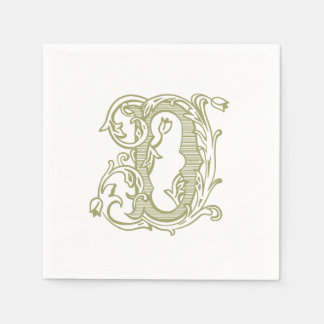 Serviette En Papier Serviettes de cocktail à monogramme "D" vert olive