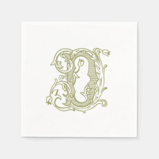 Serviette En Papier Serviettes de cocktail à monogramme "D" vert olive