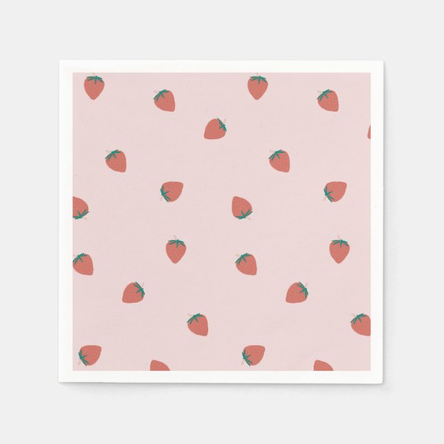 Serviette En Papier serviettes de cocktail de fraise rose (Devant)
