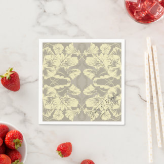 Serviette En Papier Serviettes de cocktail de mariage florales ivoire