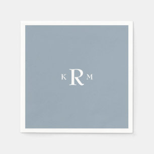 Serviette En Papier Serviettes de cocktail en monogramme bleu poussiér