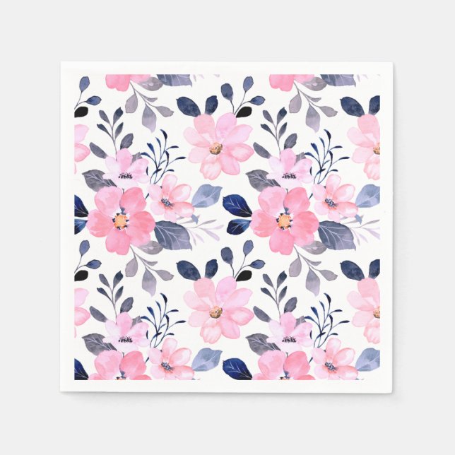 Serviette En Papier Serviettes de cocktail en papier floral (Devant)