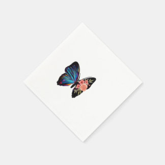Serviette En Papier Serviettes de cocktail florales papillon iridescen