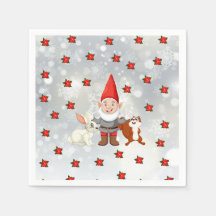 serviettes de cocktail gnome de Noël