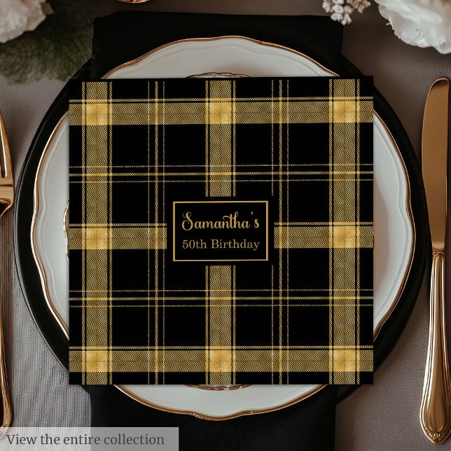 Serviette En Papier Serviettes de cocktail modernes noir or pailleté (Modern Cocktail Napkins Black Gold Glitter)