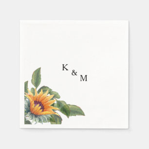 Serviette En Papier Serviettes de cocktail Monogramme de tournesol