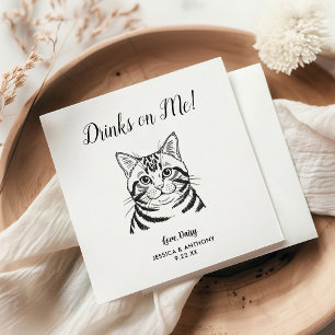 Serviette En Papier Serviettes de cocktail pour mariage de chat modern