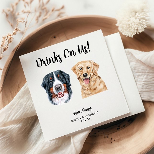 Serviette En Papier Serviettes de cocktail pour mariage de chien (Créateur téléchargé)