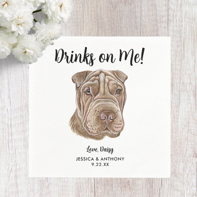 Serviette En Papier Serviettes de cocktail pour mariage de chien (Créateur téléchargé)