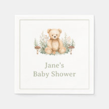 Serviettes de cocktail Teddy Bear Woodland Sage