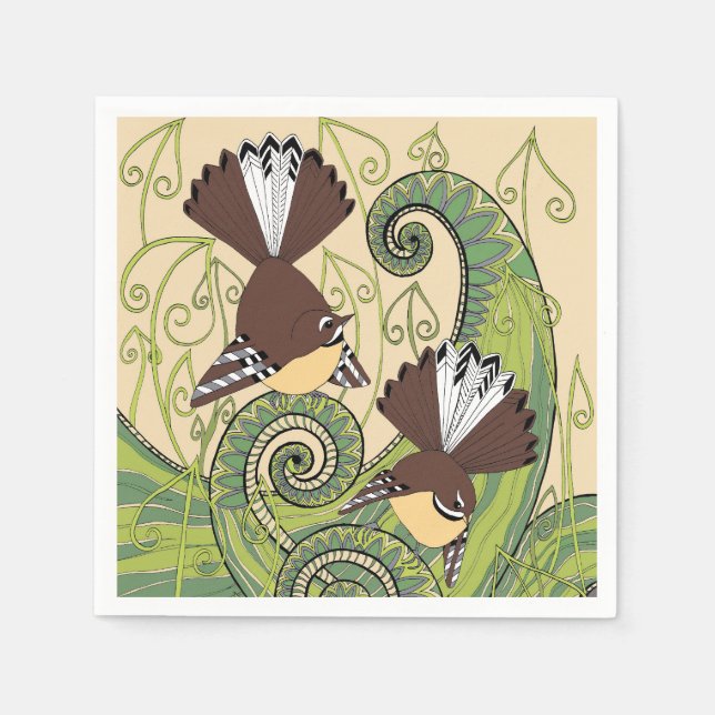 Serviette En Papier Serviettes de conception d'oiseaux (Devant)
