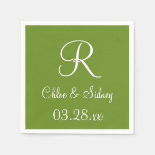 Serviette En Papier Serviettes de couleur Monogram Olive Drab Designer