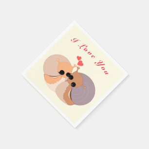Serviette En Papier Serviettes de couple escargots Texte - Je t'aime