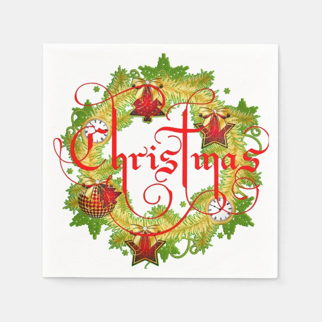 Serviette En Papier serviettes de couronne de noël (Devant)