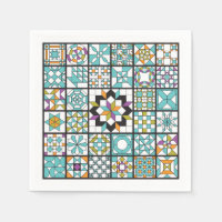 Serviettes de courtepointe turquoise moderne
