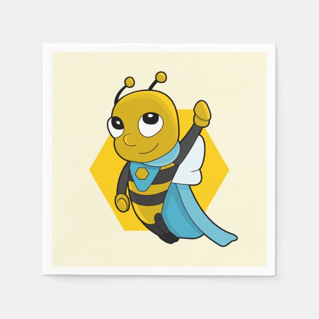 Serviette En Papier Serviettes de dessins animés Superhero bee (Devant)