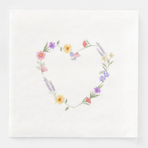 Serviettes de dîner à cœur floral
