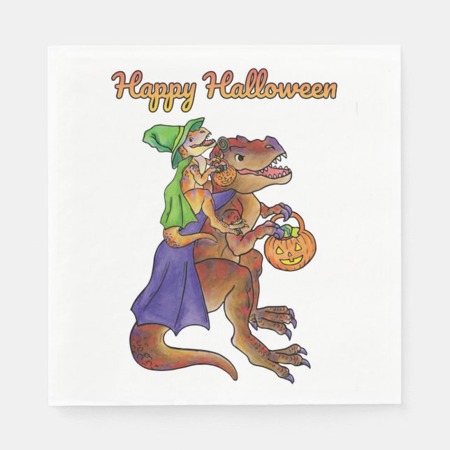 Serviette En Papier Serviettes de dinosaures de fête d'Halloween (Devant)