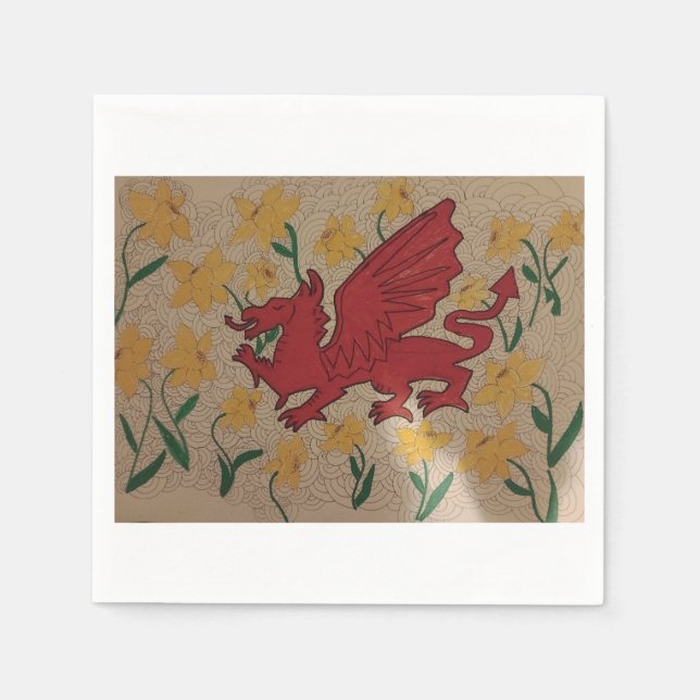 Serviette En Papier Serviettes de dragon rouge (Devant)