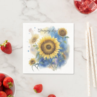 Serviette En Papier Serviettes de fête à thème tournesol. Fête florale