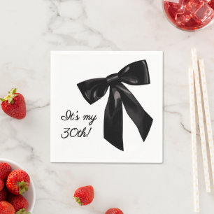 Serviette En Papier Serviettes de fête d'anniversaire à nœud noir élég