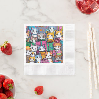 Serviette En Papier Serviettes de fête d'anniversaire avec cadeaux et 