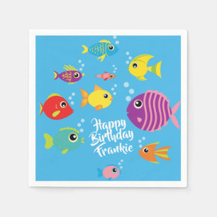 Serviette En Papier Serviettes de fête d'anniversaire d'aquarium de