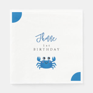 Serviette En Papier Serviettes de fête d'anniversaire de plage de crab