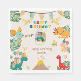 Serviette En Papier Serviettes de fête d'anniversaire Dinosaur - Photo