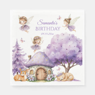 Serviette En Papier Serviettes de fête d'anniversaire fée avec violet