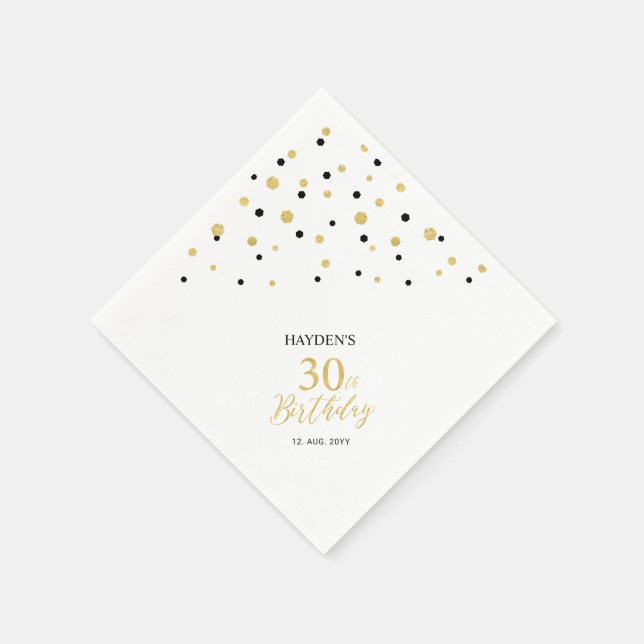 Serviette En Papier Serviettes de fête d'anniversaire Gold & Black 30t (Coin)