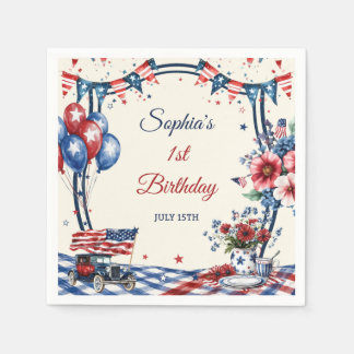 Serviette En Papier Serviettes de fête d'anniversaire patriotiques du