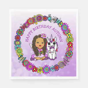 Serviette En Papier Serviettes de fête d'anniversaire personnalisées F