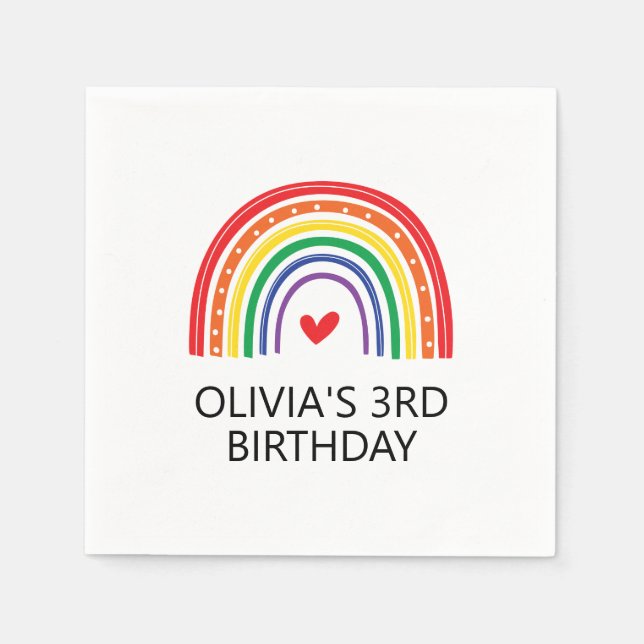 Serviette En Papier Serviettes de fête d'anniversaire Rainbow (Devant)