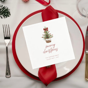 Serviette En Papier Serviettes de fête de Noël avec mini arbre rustiqu