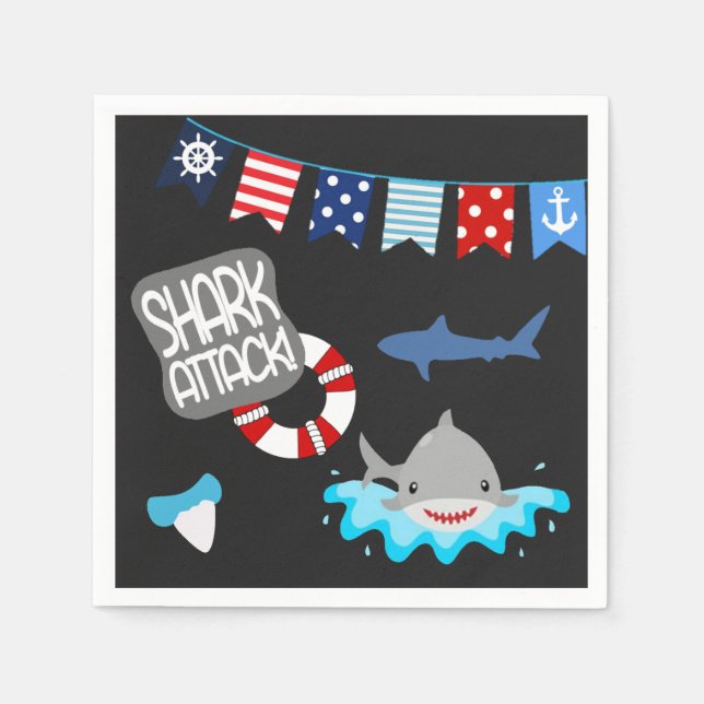 Serviette En Papier serviettes de fête de requin (Devant)