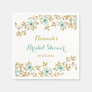 Serviette En Papier Serviettes de Fête des mariées en or à la menthe F