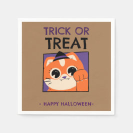 Serviette En Papier Serviettes de fête d'Halloween, chaton avec casque