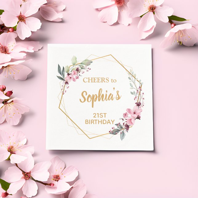 Serviette En Papier Serviettes de fête du 21e anniversaire Cerry Bloss (Gleaming Toasts, Memorable Moments! 🌸🥂)