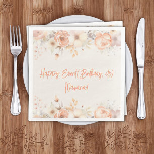 Serviette En Papier Serviettes de fête florales beige pêche